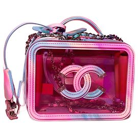 Chanel Bolsa de Maquiagem Pequena Rosa em Couro de Bezerro Rosa
