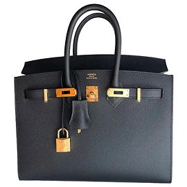 Borsa Hermès Birkin Sellier 25 cm in pelle Epsom nera con hardware dorato GHW Nero