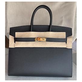 Hermès-Hermès Birkin Sellier 25 cm in Black Epsom leather with gold hardware GHW-Black