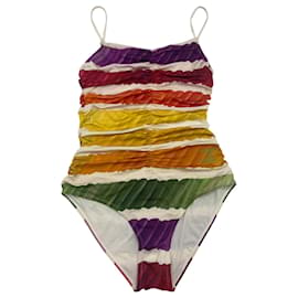 Chanel-Chanel 14P Colorama One Piece Swimsuit Bathingsuit FR 38 US 4/6-White,Multiple colors