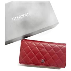 Chanel-CHANEL Portefeuilles T.  Cuir-Rouge