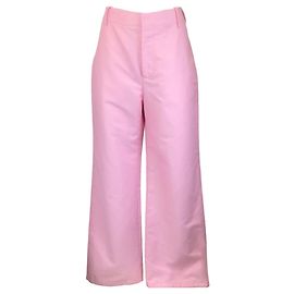 Calça de algodão bordada com logotipo rosa Marni Rosa