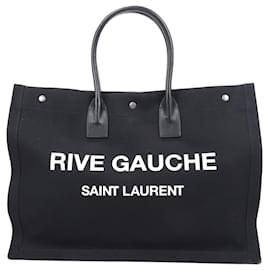 Saint Laurent-Borsa tote Saint Laurent Rive Gauche in tela e pelle Nera 499290-Nero
