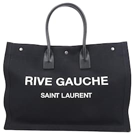 Saint Laurent-Saint Laurent Rive Gauche Canvas & Leather Tote bag Black 499290-Black