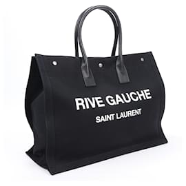 Saint Laurent-Borsa tote Saint Laurent Rive Gauche in tela e pelle Nera 499290-Nero