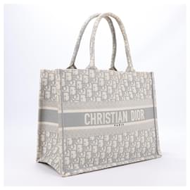 Dior-Christian Dior Oblique Book Tote Borsa tote media in tela grigia-Grigio