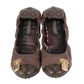 Louis Vuitton-LOUIS VUITTON Ballerines Lucky en cuir irisé monogramme 37 UE-Marron