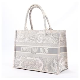 Dior-Christian Dior Toile Doo JUY Borsa da ricamo per libri Borsa media in tela grigia-Grigio