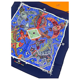 Hermès-Foulard HERMÈS-Bleu