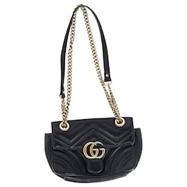 Gucci-Gucci Marmont Shoulder Bag in Black Leather-Black