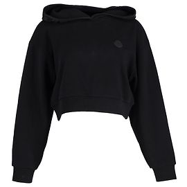 Moncler Sudadera con capucha corta de algodón negro Negro