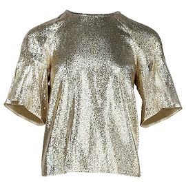 Stella Mc Cartney Stella McCartney Top mit ausgestellten Ärmeln aus goldfarbenem Polyester Golden Metallisch