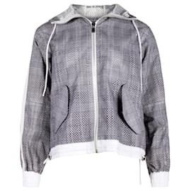 Autre Marque-Sacai Checked Hooded Jacket in Grey Polyester-Grey