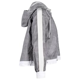 Autre Marque-Sacai Checked Hooded Jacket in Grey Polyester-Grey