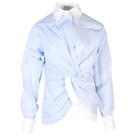 Camicia JW Anderson Twist con pannello frontale in cotone blu e bianco Blu Blu chiaro