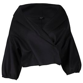 Rochas kurze Wickelbluse aus schwarzer Schurwolle Schwarz