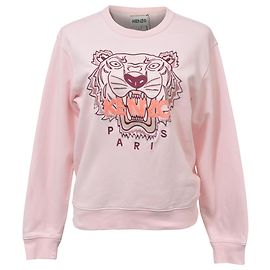 Moletom Kenzo Upperr com gola redonda bordada em algodão rosa pastel Rosa Outro
