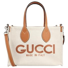 Gucci-Gucci Mini sac cabas avec imprimé Gucci Beige-Marron,Beige