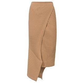 Stella Mc Cartney Stella McCartney asymmetrischer Rippstrick-Midirock aus hellbrauner Baumwolle Braun Beige