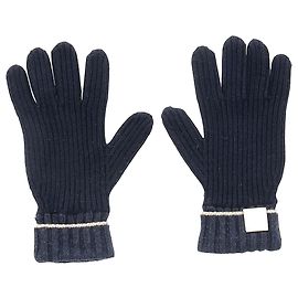 Luvas caneladas com acabamento em couro Loewe em lã azul marinho Azul Azul marinho