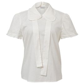 Blouse perforée Red Valentino avec ruban en coton blanca Blanc