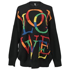 Suéter Love feminino Loewe com estampa multicolorida em lã preta Preto