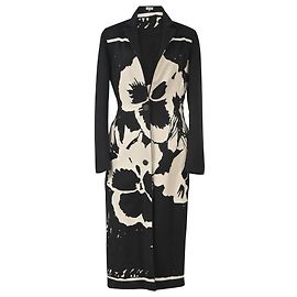 Loewe x Joe Brainard Pansies Print Long Coat in Black Wool Black