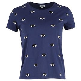 Kenzo Camiseta Eyes de Mujer en Algodón Azul Azul Azul marino