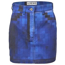 Minifalda Loewe Pixelated en denim de algodón azul Azul