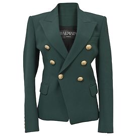 Blazer militaire croisé doublé Balmain en viscose vert forêt Vert