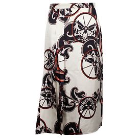 Hermès Saia Midi Estampada Hermes em Seda Creme Branco Cru