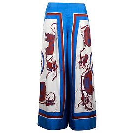 Hermès Hermes Printed Culottes in Blue Silk Blue