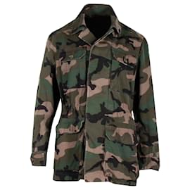 Autre Marque- Valentino Camo Jacket in Olive Cotton-Green,Olive green