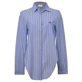 Blusa camisera corta de algodón a rayas azules de Etro Azul Azul claro