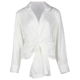 Jacquemus-Jacquemus La Bomba Chemise nouée sur le devant en coton blanc-Blanc