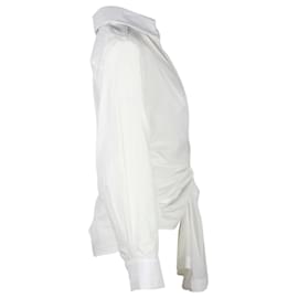 Jacquemus-Jacquemus La Bomba Chemise nouée sur le devant en coton blanc-Blanc