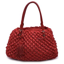 Ermanno Scervino Borsa a tracolla tote in rafia rossa e pelle Rosso