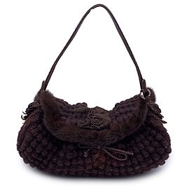 Ermanno Scervino Braune Wollstrick-Tote-Schultertasche Braun
