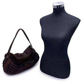 Ermanno Scervino-Brown Wool Knit Tote Shoulder Bag Handbag-Brown