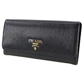 Prada-Prada Vitello Move Continental Flap Portefeuille de voyage en cuir Portefeuille long 1MH132 en bon état-Autre