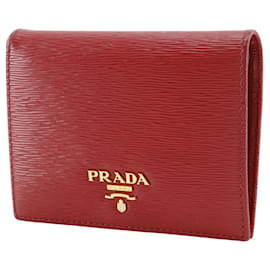 Prada-Prada Vitello Move Portefeuille à deux volets Portefeuille court en cuir IMV204 2EZZ F0D1700 en bon état-Autre