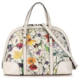 Gucci-Gucci Leather Flora Nice Handbag  Leather Handbag 309617 in good condition-Other