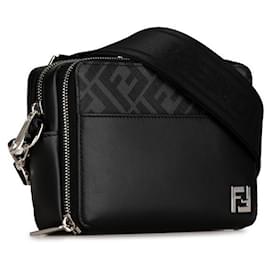 Fendi-Fendi Leather Organizer Crossbody Bag 7M0357 in Great Condition-Black