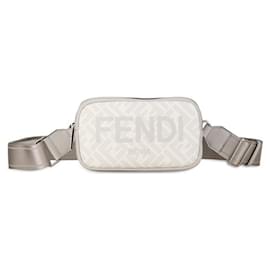 Fendi-Fendi Zucca PVC Leather Shoulder Bag in Very Good Condition-Grey