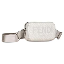 Fendi-Fendi Zucca PVC Leather Shoulder Bag in Very Good Condition-Grey