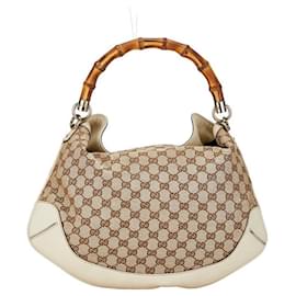Gucci-Gucci GG Canvas Bamboo Handbag Canvas Handbag 169961 in good condition-Other