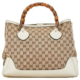 Gucci-Gucci GG Canvas Bamboo Diana Handbag Canvas Handbag 282317 in good condition-Other