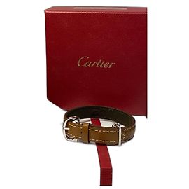 Pulsera Cartier de cuero Caramel Plata Caramelo