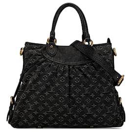 Louis Vuitton-Louis Vuitton Black Monogram Denim Neo Cabby GM-Nero