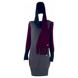 Chanel-CC Turnlock Cashmere Dress and Scarf-Multiple colors